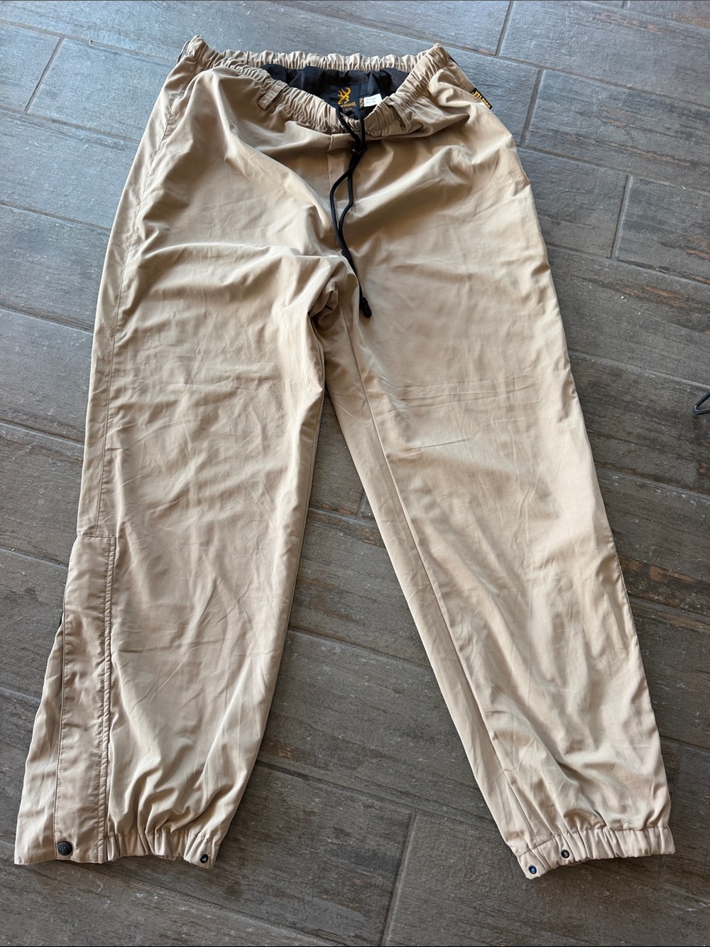 Gore-Tex Browning Tan Elastic Waist Cargo Joggers with Black Drawcord